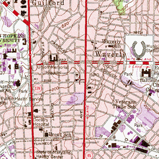 Topographic Map of Huntingdon Baptist Church, MD