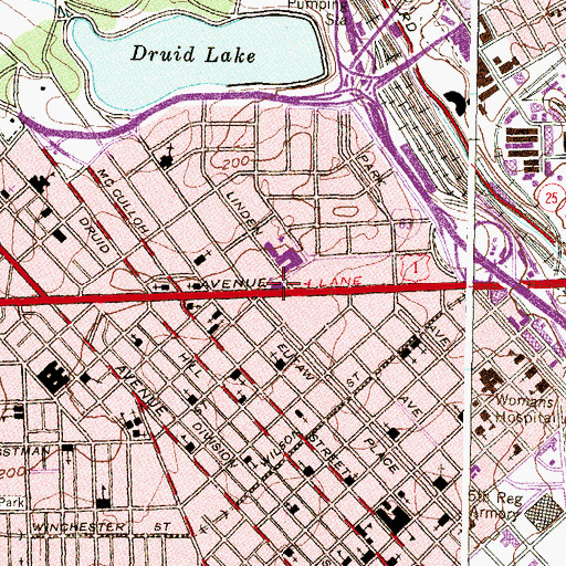 Topographic Map of Madison Park Professional Center, MD