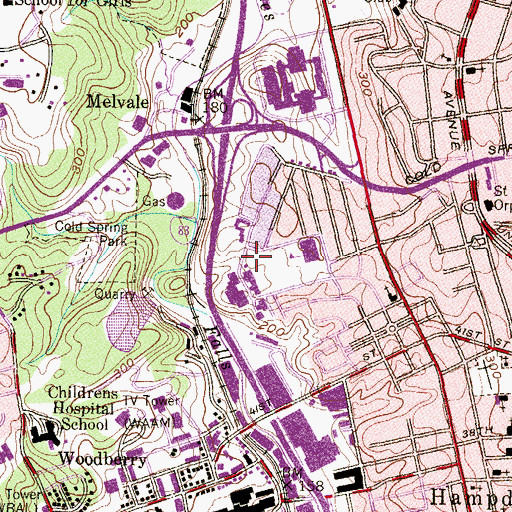 Topographic Map of Medfield Heights Recreation Center, MD