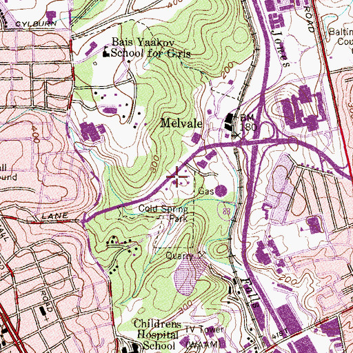 Topographic Map of Baltimore Police Department Northern District, MD