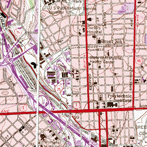 Topographic Map of Oak Street African Methodist Episcopal Church, MD
