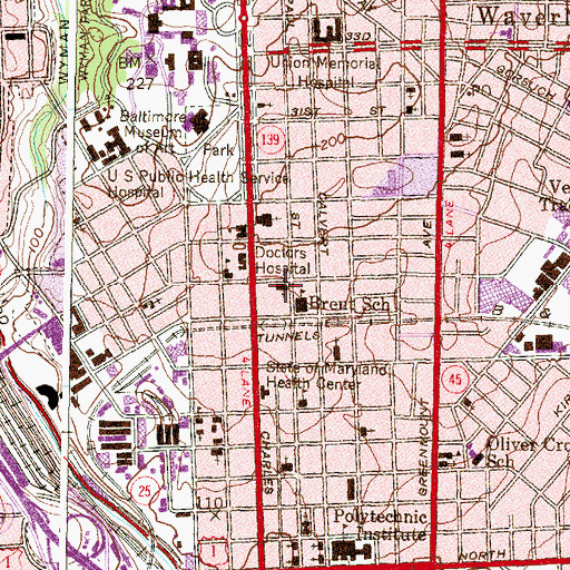 Topographic Map of Saint Johns United Methodist Church, MD