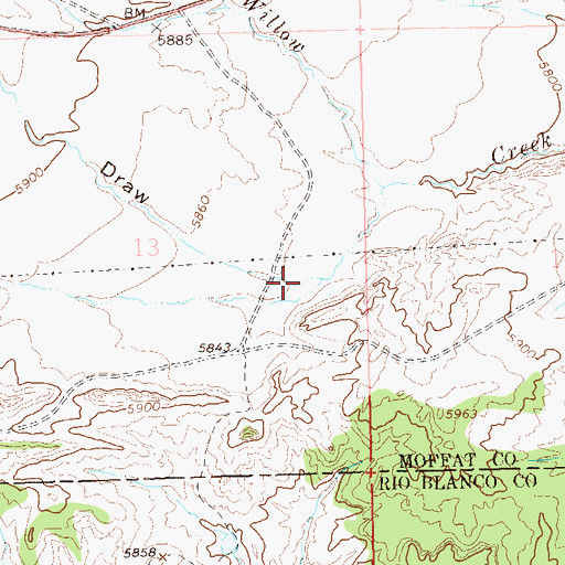 Topographic Map of Spencer Draw, CO