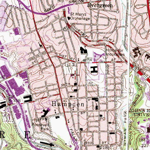 Topographic Map of Saint Marys Episcopal Church, MD