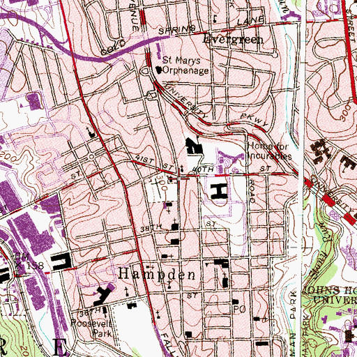 Topographic Map of Saint Marys Parish House, MD