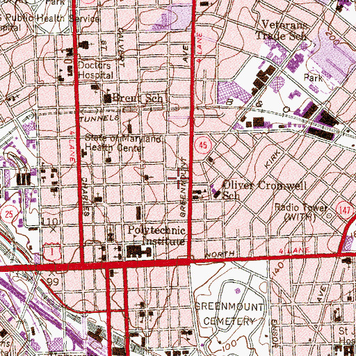 Topographic Map of Saint Matthews United Methodist Church, MD