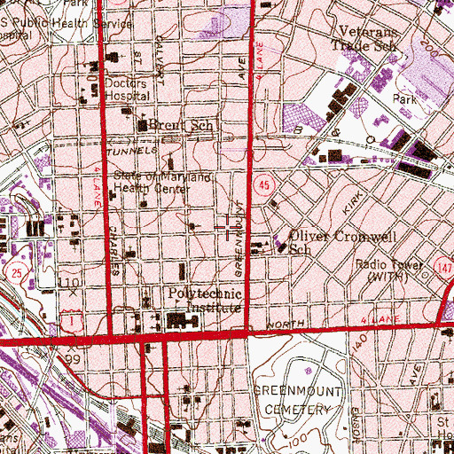 Topographic Map of Saint Paul Baptist Church, MD