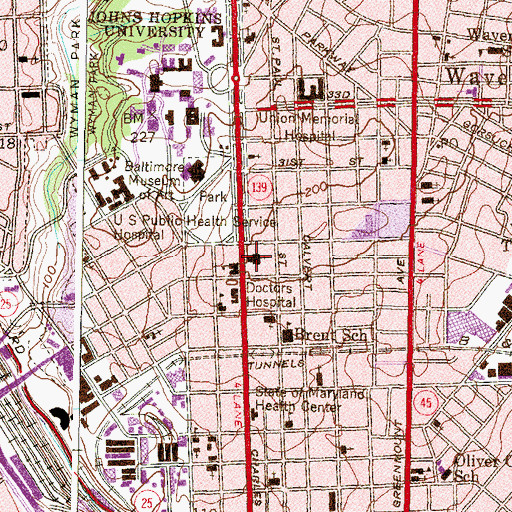 Topographic Map of Saints Philip and James Roman Catholic Church, MD