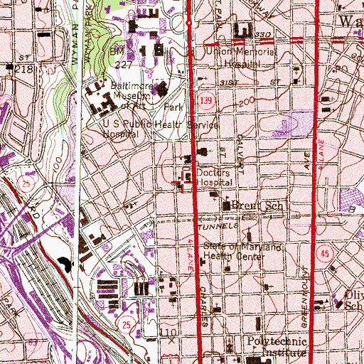 Topographic Map of Saints Philip and James School (historical), MD