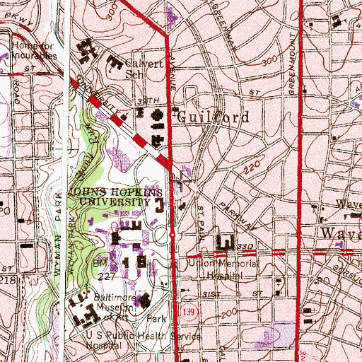 Topographic Map of A W Wilson Memorial United Methodist Church, MD
