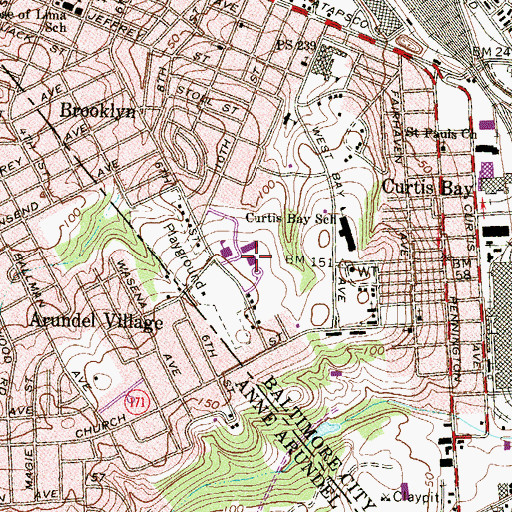 Topographic Map of Bay Brook Recreation Center, MD