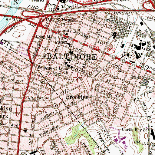 Topographic Map of Brooklyn Bible Chapel, MD
