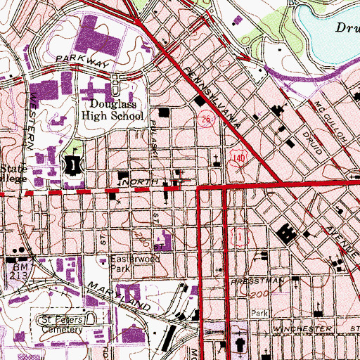 Topographic Map of Calvary Evangelical Lutheran Church, MD