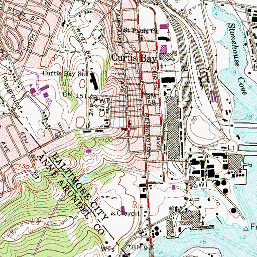 Topographic Map of Curtis Bay United Methodist Church, MD