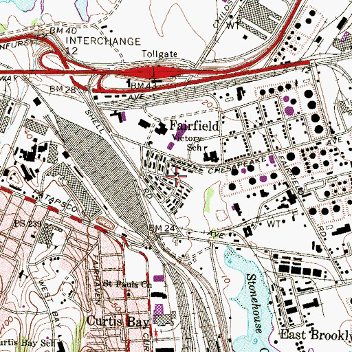 Topographic Map of Fairfield Homes, MD
