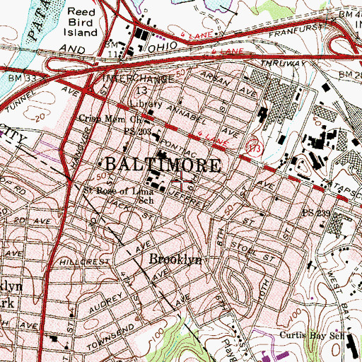 Topographic Map of First Baptist Church of Brooklyn, MD