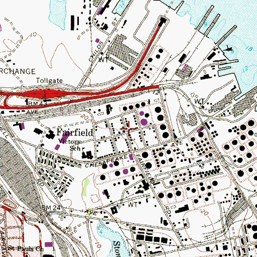 Topographic Map of First Baptist Church of Fairfield, MD