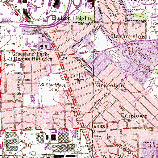 Topographic Map of Graceland Park United Methodist Church, MD