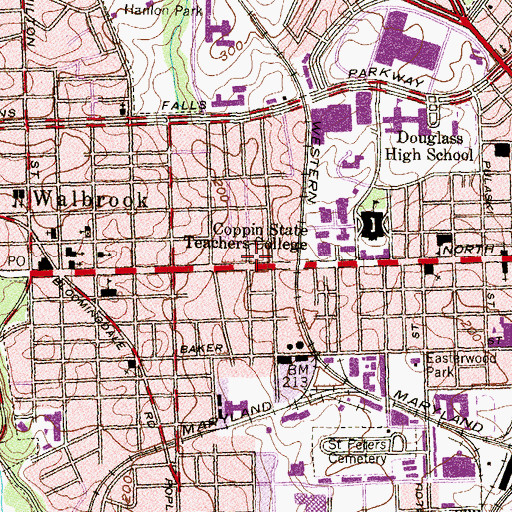 Topographic Map of Greater New Hope Baptist Church, MD