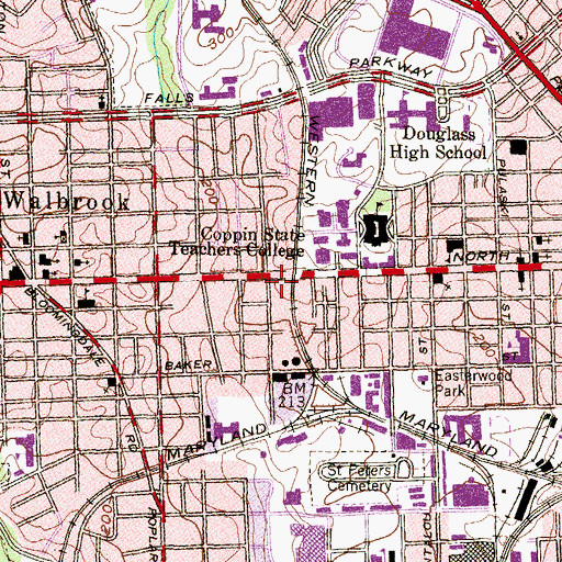 Topographic Map of Mount Hebron Baptist Church, MD
