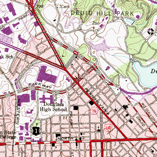 Topographic Map of Mount Hope Baptist Church, MD