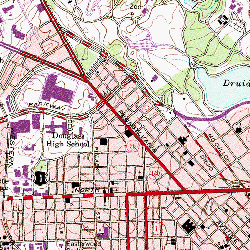 Topographic Map of Mount Lebanon Baptist Church, MD
