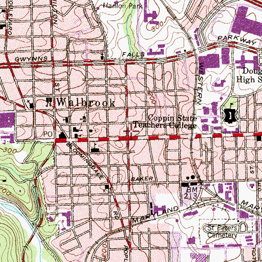 Topographic Map of New Mount Camel Baptist Church, MD