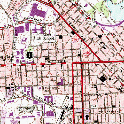 Topographic Map of New Mount Hebron Baptist Church, MD