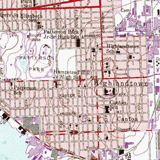 Topographic Map of Patterson Park Baptist Church, MD