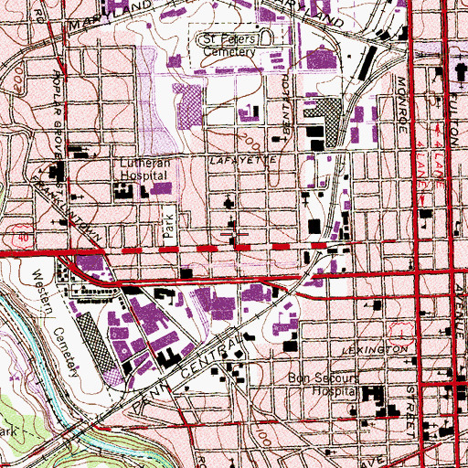 Topographic Map of Perkins Square Baptist Church, MD