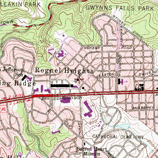 Topographic Map of Rognel Heights Methodist Church, MD