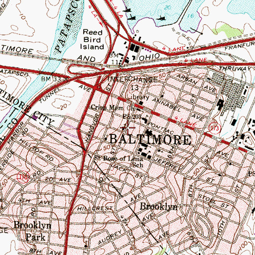 Topographic Map of Saint Johns Evangelical Lutheran Church, MD