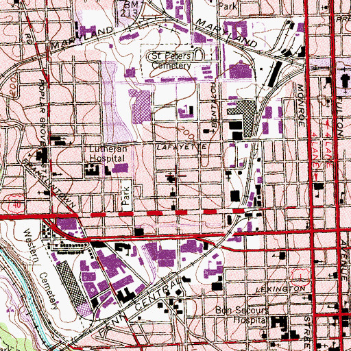 Topographic Map of Union Memorial United Methodist Church, MD