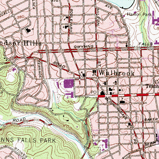 Topographic Map of Willobrook Shopping Center, MD