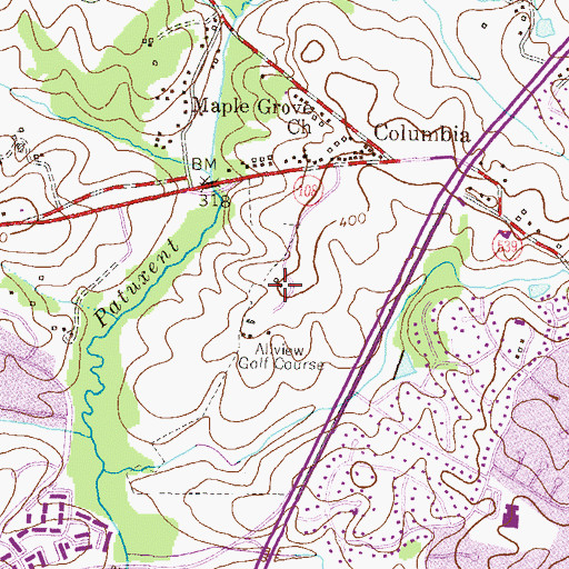 Topographic Map of Allview Country Club, MD