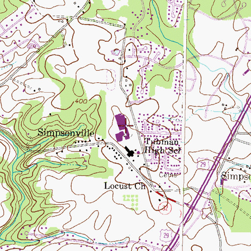 Topographic Map of Atholton High School, MD