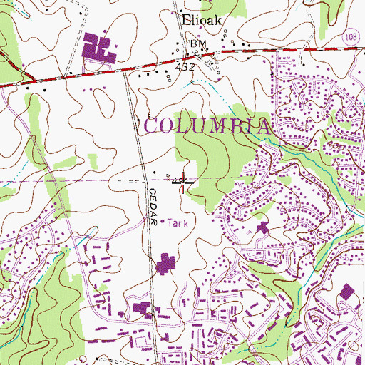 Topographic Map of Cedar Lane Park, MD