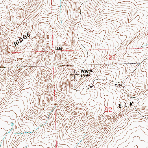 Topographic Map of Wapiti Peak, CO