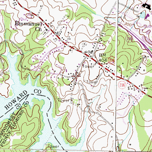Topographic Map of Chelsea Estates, MD