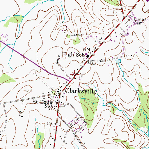 Topographic Map of Clarksville Post Office, MD