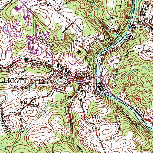 Topographic Map of Ellicott City Community Library, MD