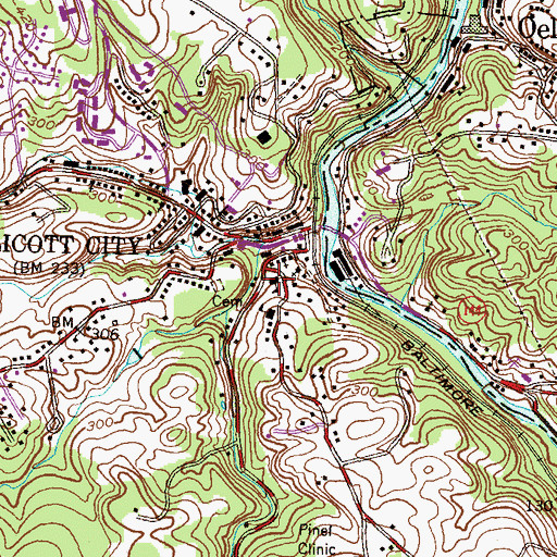 Topographic Map of Ellicott City Public School (historical), MD