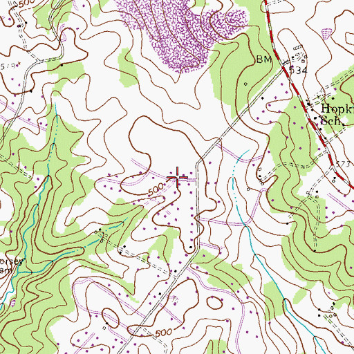 Topographic Map of Green Hill Manor, MD