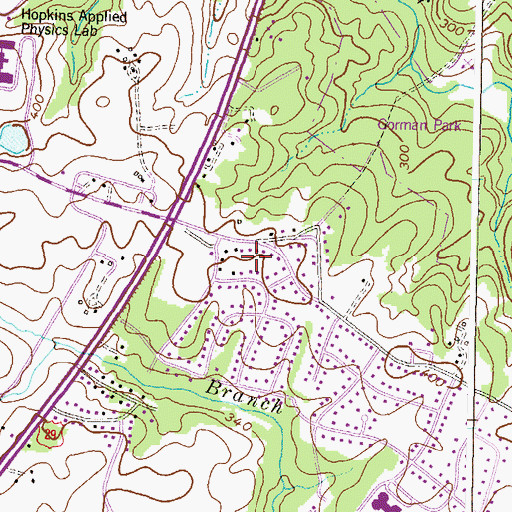 Topographic Map of Hammond Park, MD