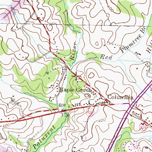 Topographic Map of Harvester Baptist Church, MD