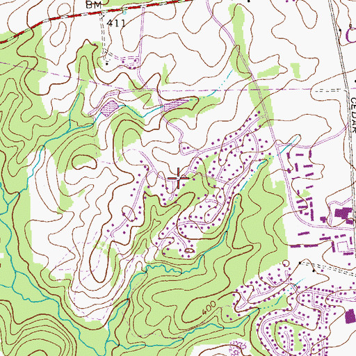 Topographic Map of Hobbits Glen, MD