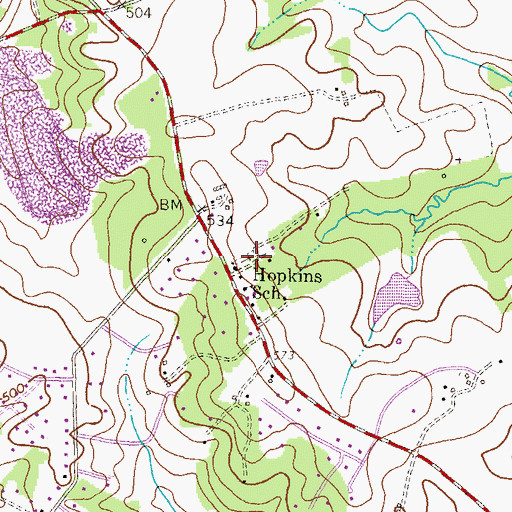 Topographic Map of Hopkins Cemetery, MD