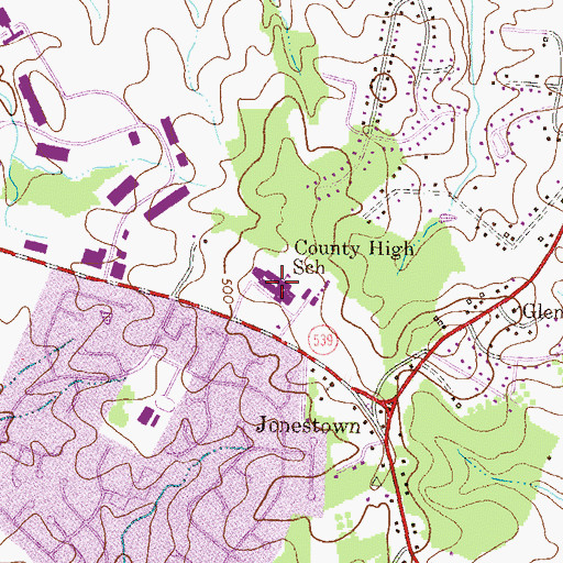 Topographic Map of Howard High School, MD