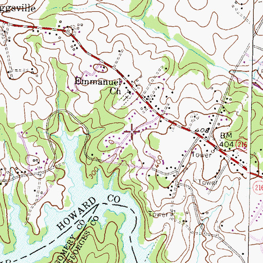 Topographic Map of Pine Valley, MD