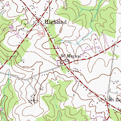 Topographic Map of Saint Mark's Cemetery, MD